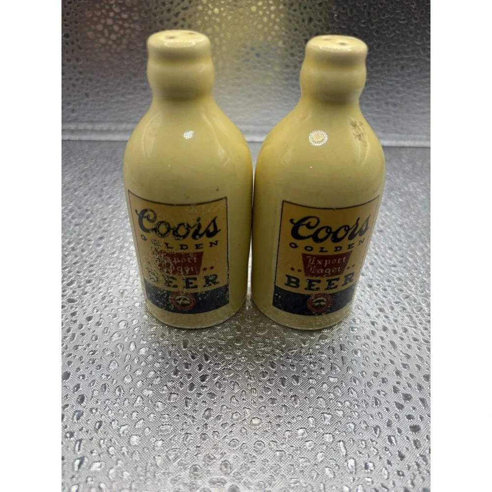 Coors Golden Beer Export Lager Salt and Pepper shaker set Ceramic 1930's